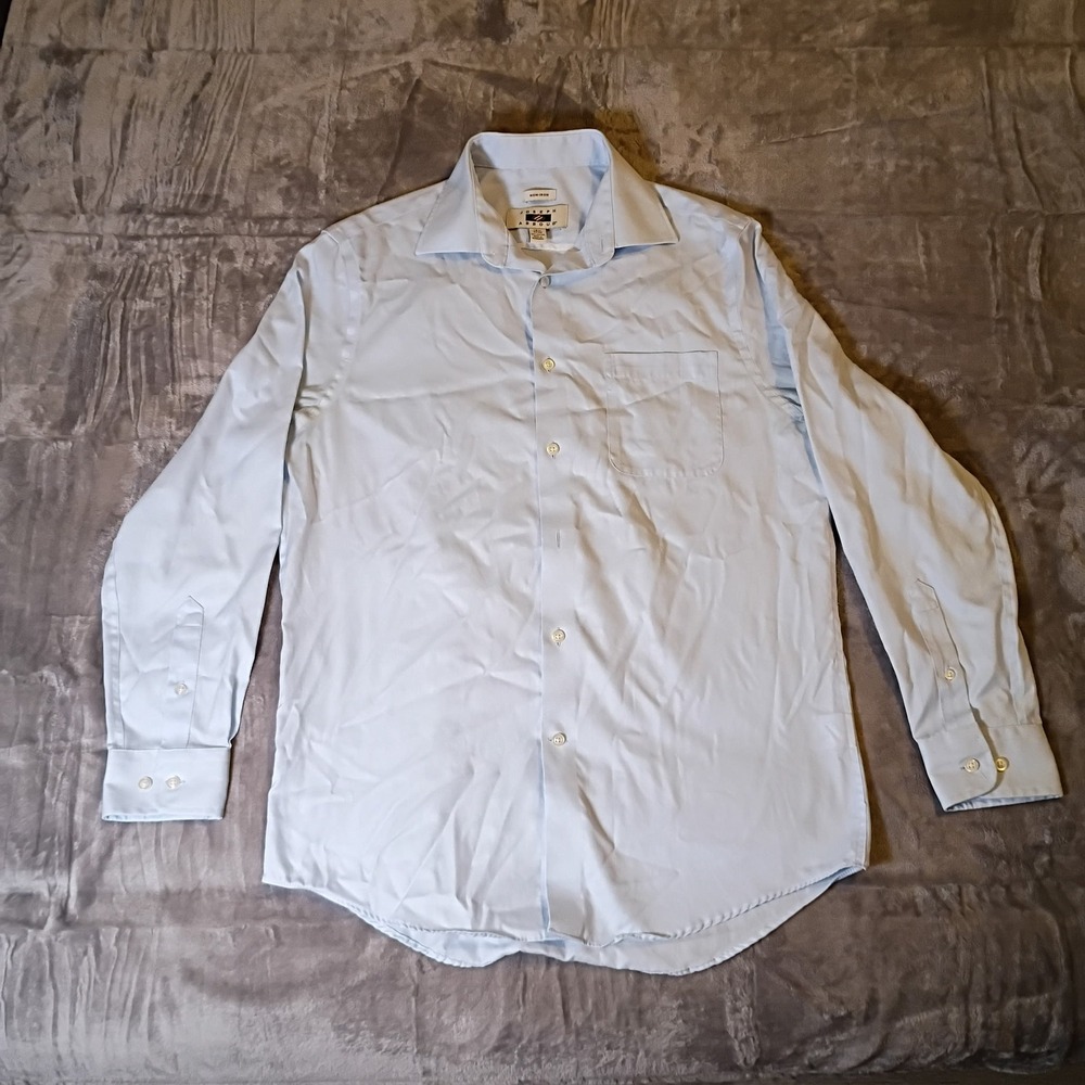 Joseph Abboud Mens Light Blue Non Iron Cotton Dress Shirt 15.5 32/33 Long Sleeve